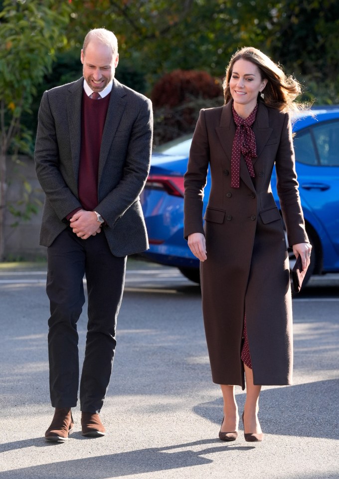 They also wore matching burgundy outfits as they met with families of the Southport victims in September