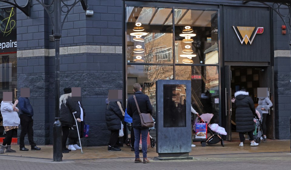 A long queue formed 11.45am for the World Buffet 'all you can eat' restaurant, where adults can eat as much as they like for less than £11