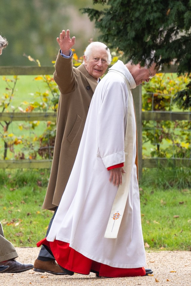 King Charles arrives at church in Norfolk yesterday