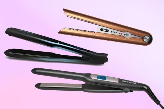 a remington hair straightener sits between two other hair straighteners