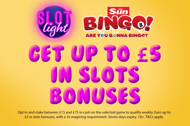 an advertisement for slot light and the sun bingo