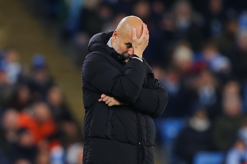 Guardiola cut a frustrated figure on the touchline after City's capitulation extended their winless run to an astonishing six games