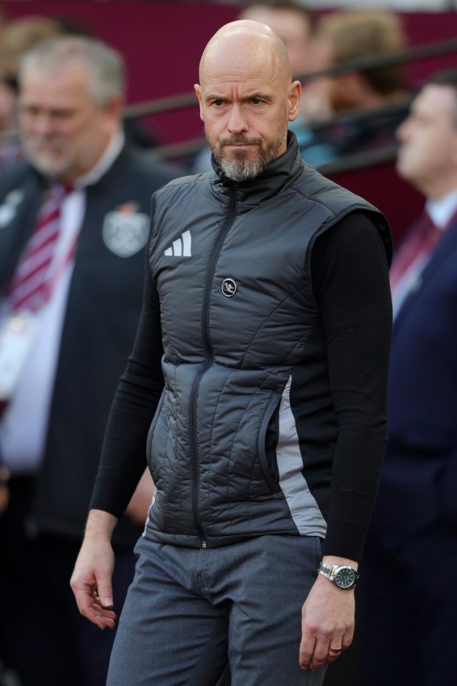 LONDON, ENGLAND - OCTOBER 27: Erik ten Hag, Manager of Manchester United on the side line before during the Premier League match between West Ham United FC and Manchester United FC at London Stadium on October 27, 2024 in London, England. (Photo by Graham Whitby Boot/Sportsphoto/Allstar via Getty Images)