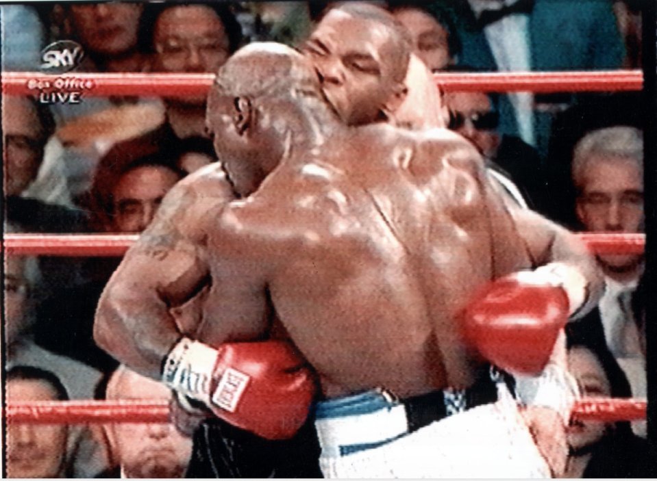 Mike Tyson famously chewing Evander Holyfield’s ear in 1997