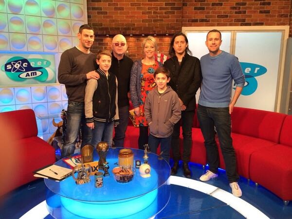 Liam seen on the set of Soccer AM in 2014