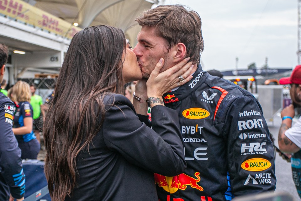 Max Verstappen and Kelly Piquet pack on the PDA on a race day