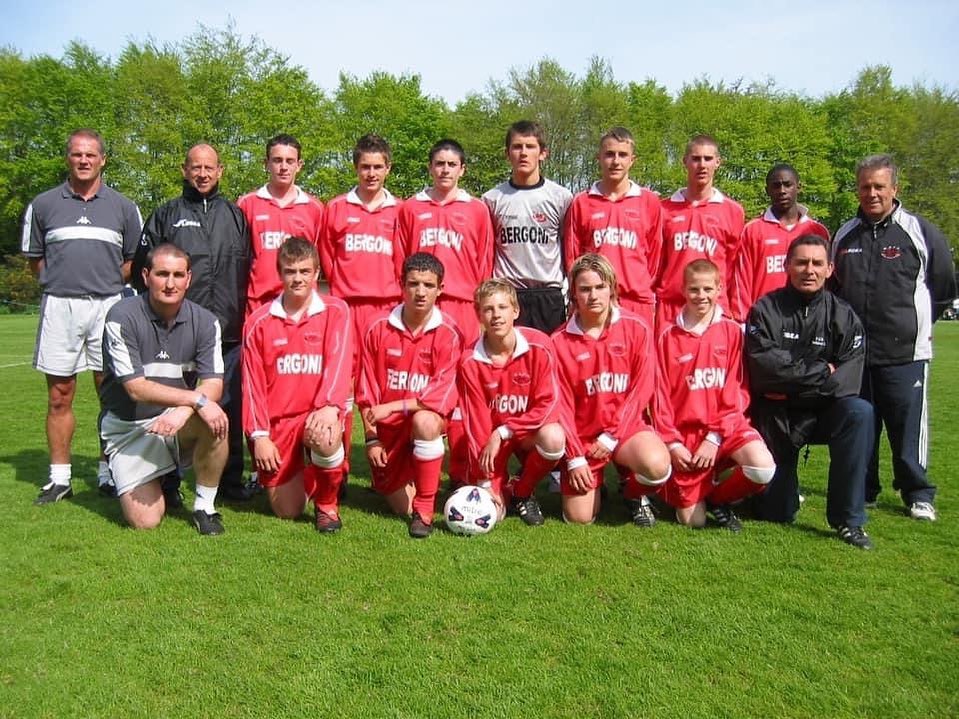 The MMA star (third from the left, bottom) played football at a high level