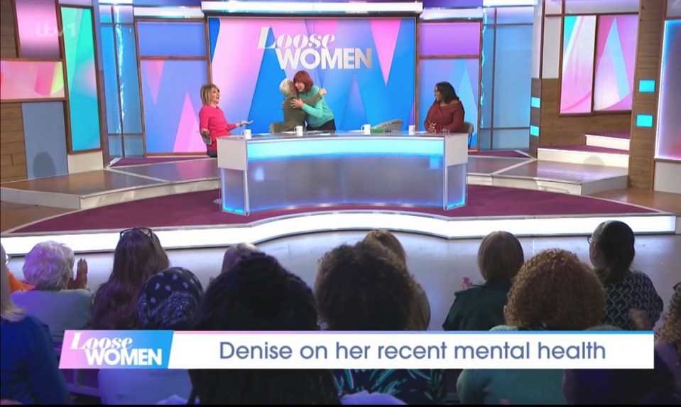 Denise's co-stars comforted her and Janet got up to give her a hug