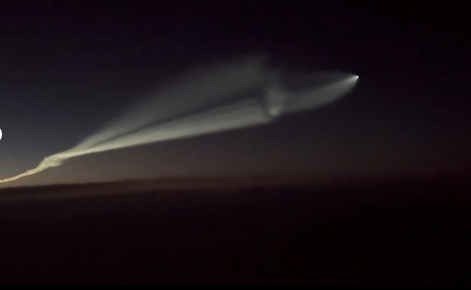 The vid captured the moment the space rocket was seen hurtling across the sky