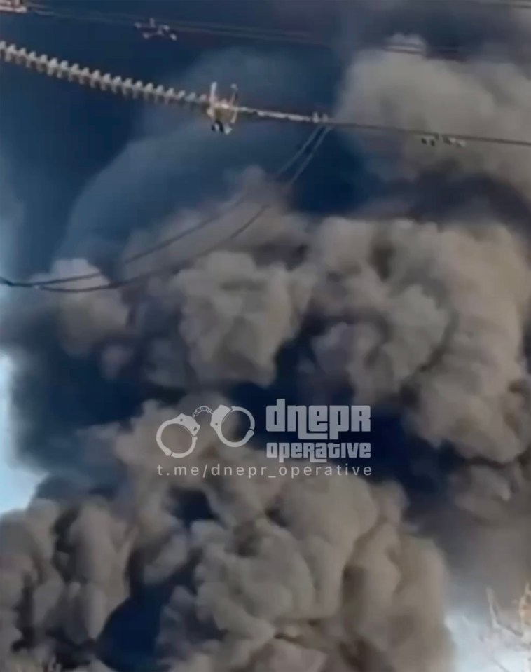 Black smoke billows in the air over Kryvyi Rih