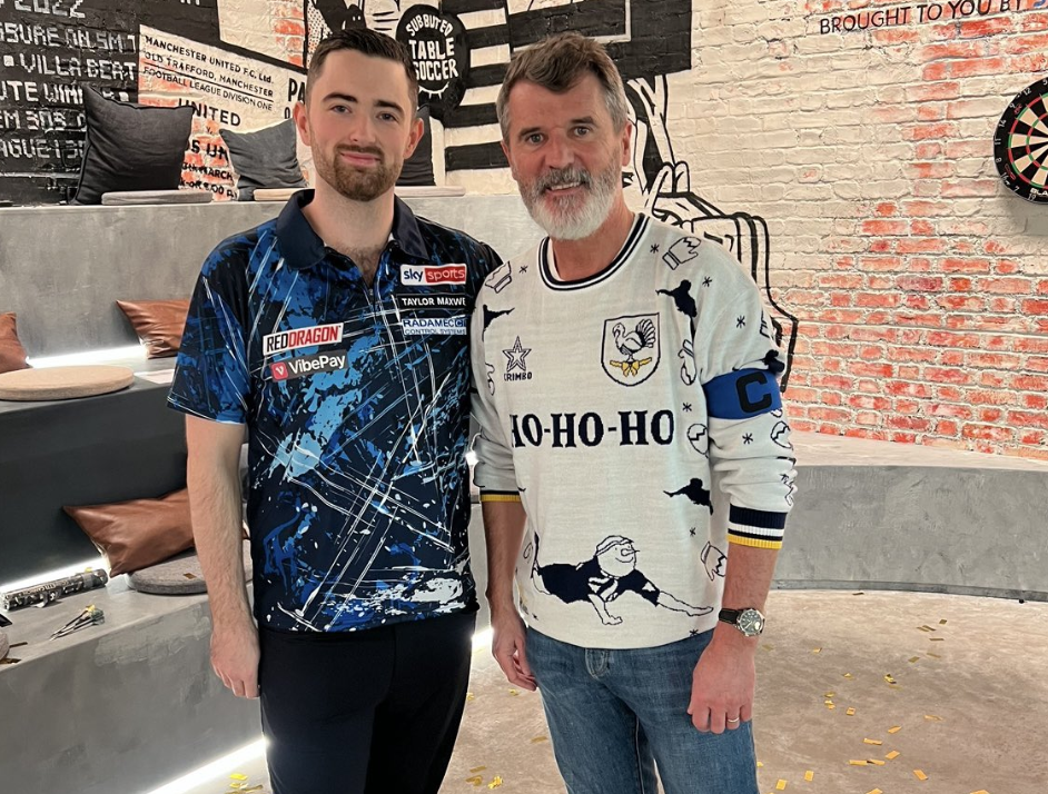 Man Utd legend Roy Keane wore a Tottenham Christmas jumper alongside Luke Humphries