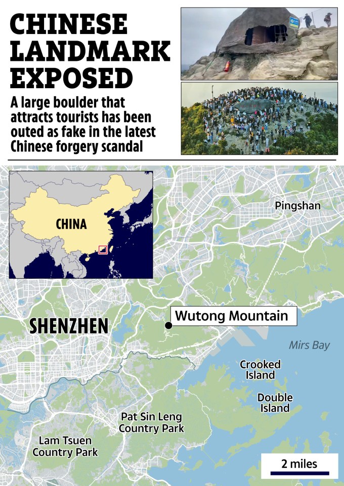 a map showing the location of chinese landmark exposed