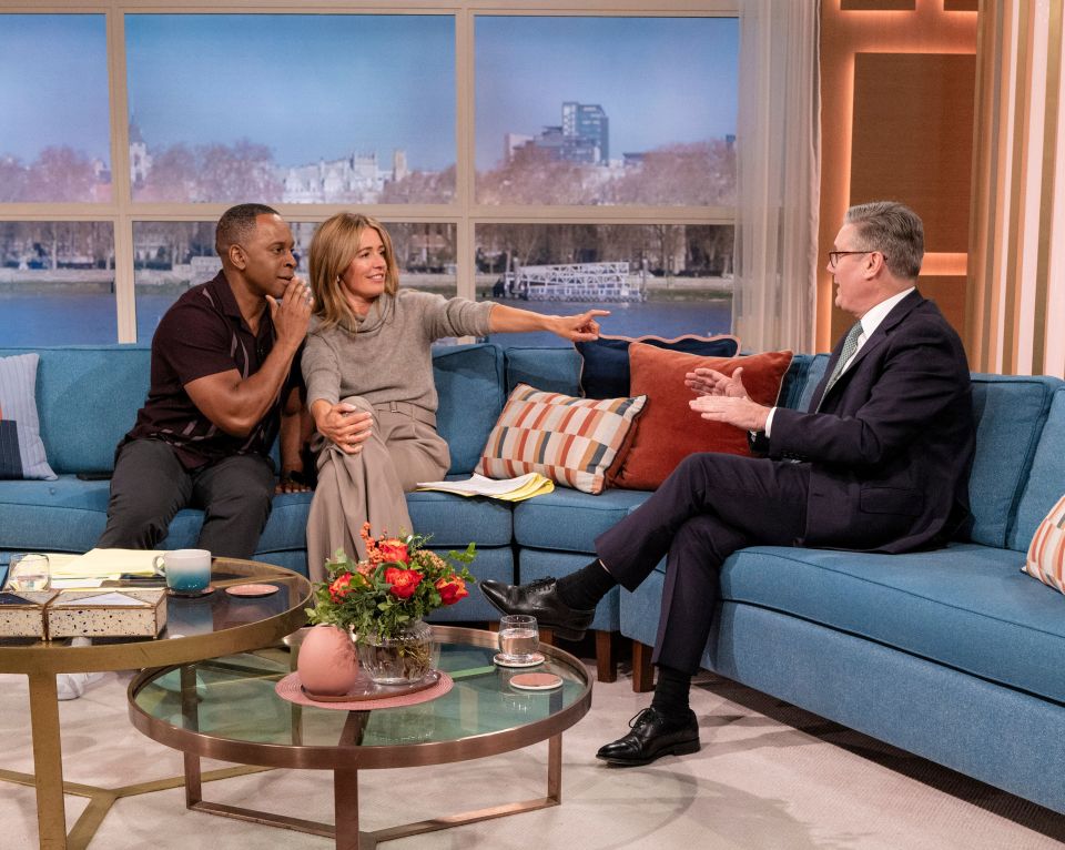 Presenters Andi Peters and Cat Deeley quiz the PM