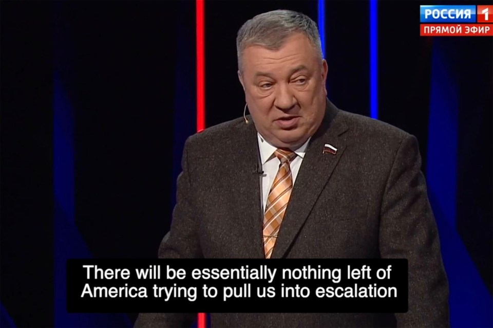 Andrey Gurulev - Russian propagandist - rages against the missile move