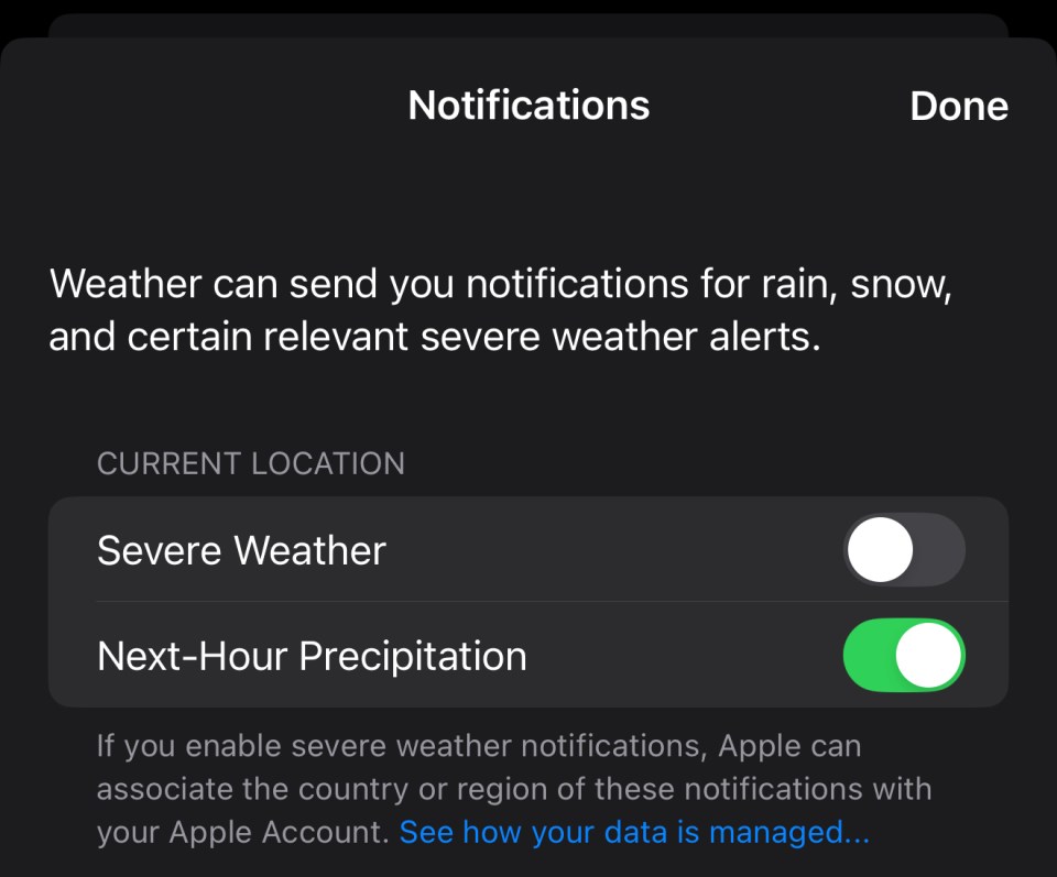 You can also turn on notifications for Severe Weather alerts