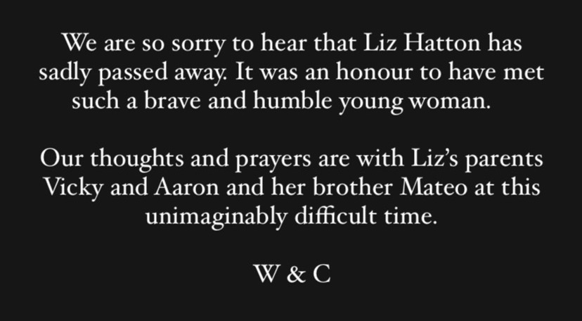 William and Kate paid tribute to Hatton on social media