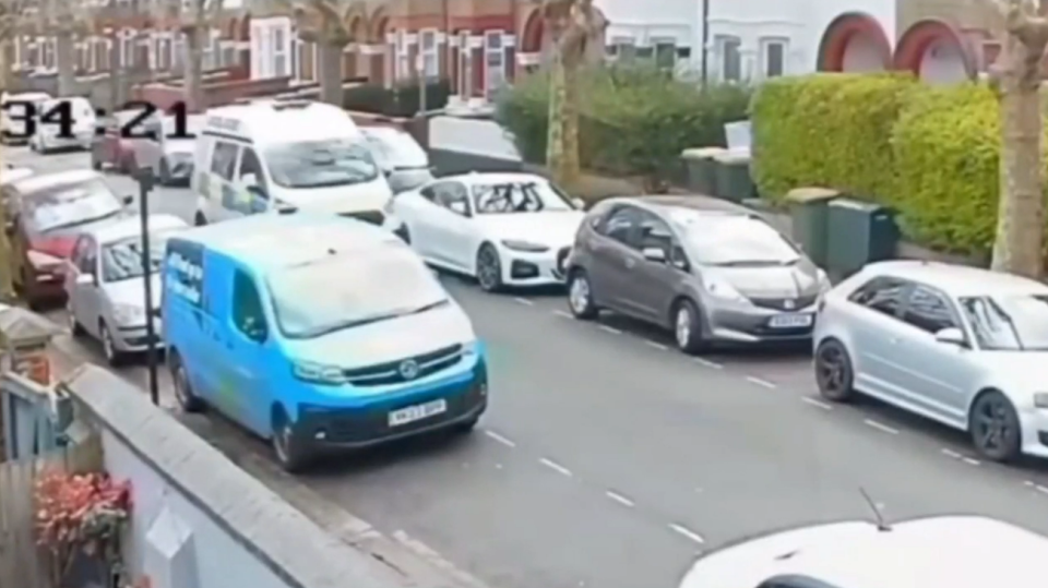 CCTV footage shows PC Adejuwon Adebiyi driving through the narrow street