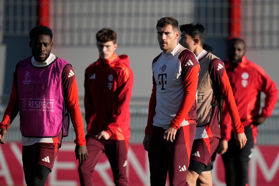 Davies training with his teammates before a Champions League tie this week