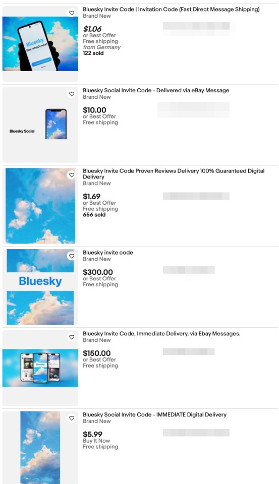 Listings in the US are demanding fees as high as $300 for Bluesky invite codes