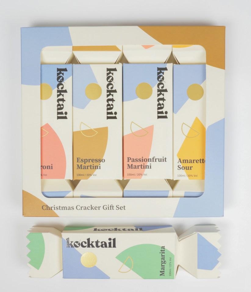 a christmas cracker gift set contains four different cocktails