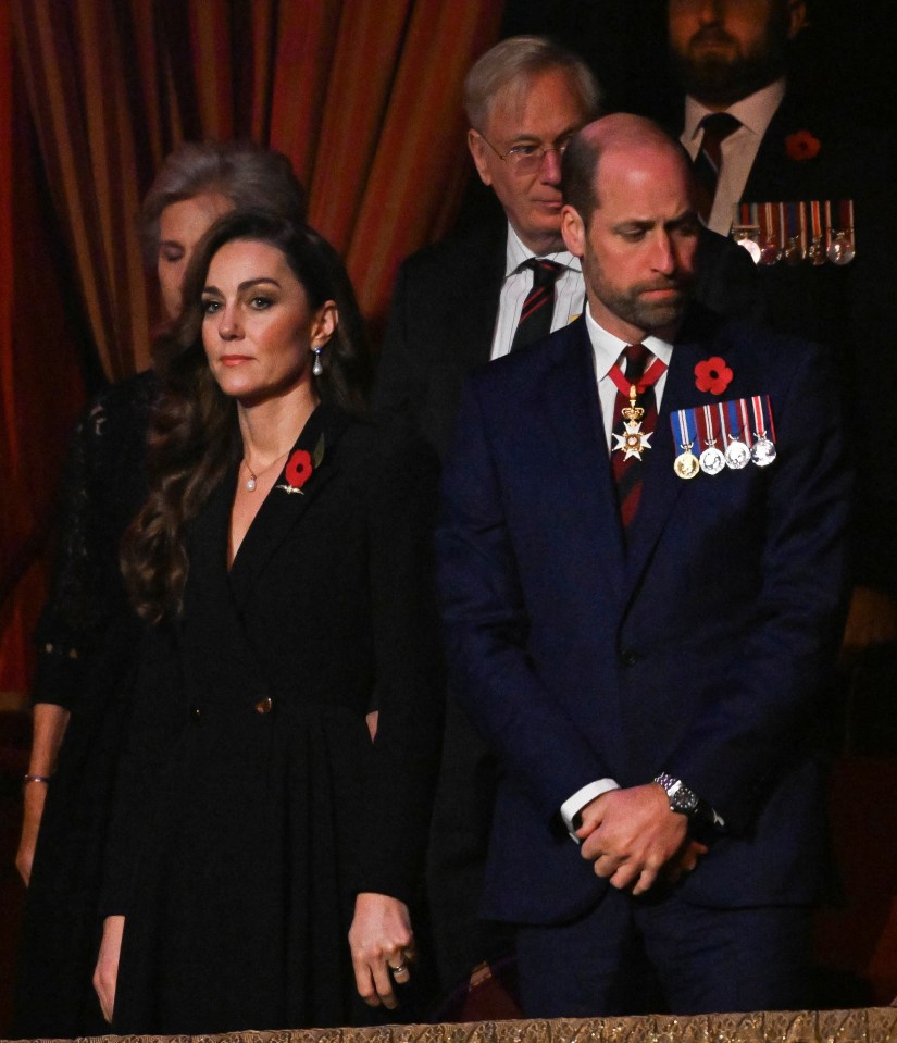 William and Kate looking sombre during the ceremony