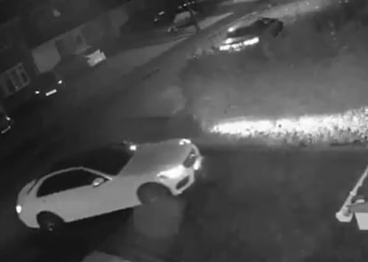 The two thieves are able to drive the car away, all in a matter of seconds