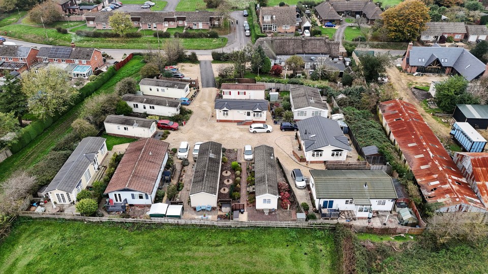 an aerial view of a mobile home park in the new forest