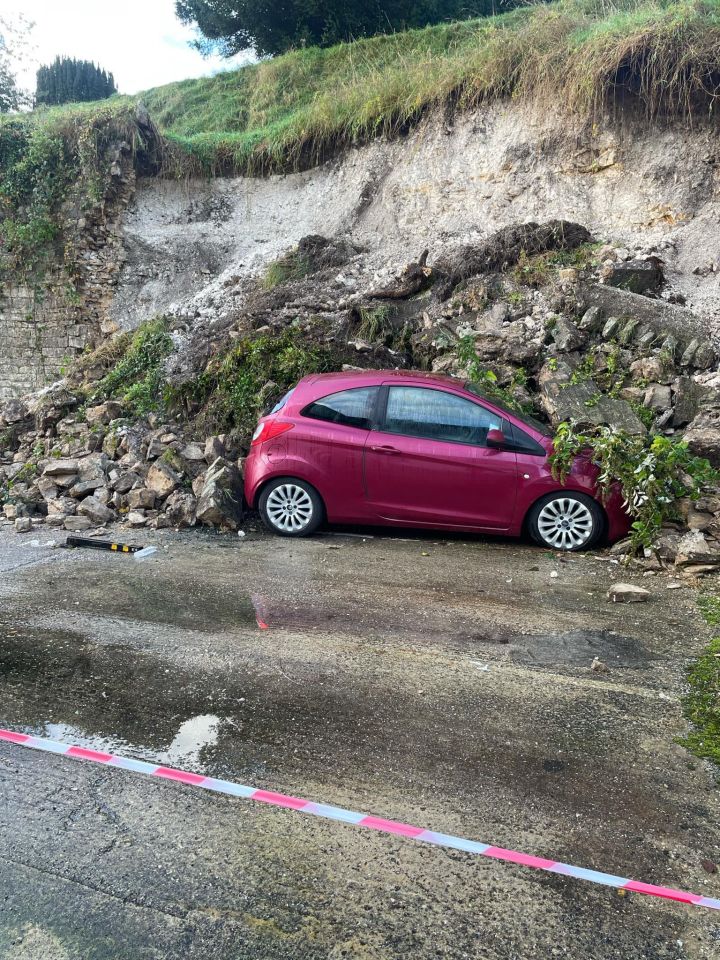 The car was left under a pile of rubble for a period