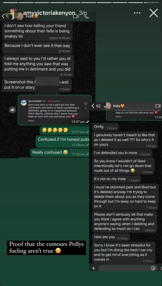 a screenshot of a conversation between amyvictoriakenyon and polly