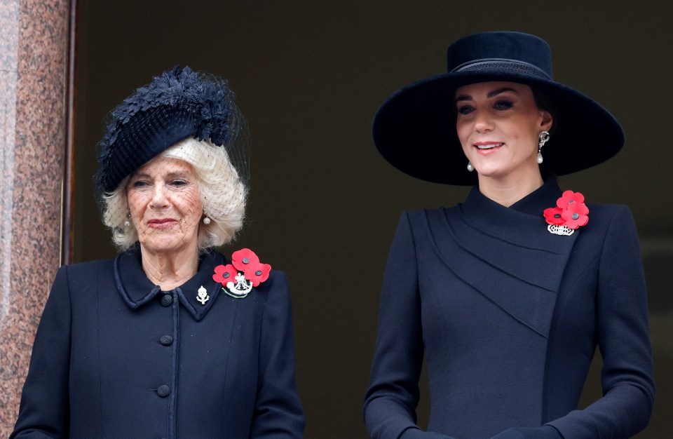 Camilla with Princess Kate on Remembrance Sunday in 2022