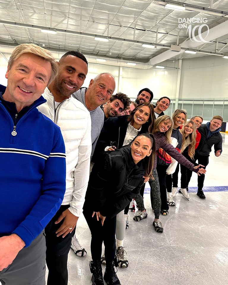 a group of people are posing for a picture with the words dancing on 10 behind them