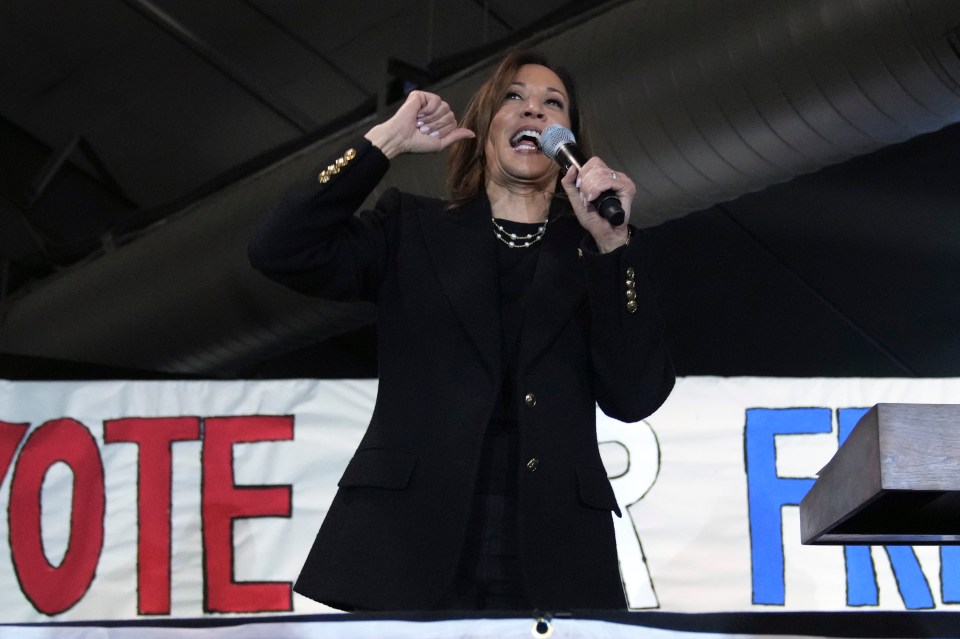 Democratic presidential nominee Kamala Harris speaks during a campaign event in Pennsylvania