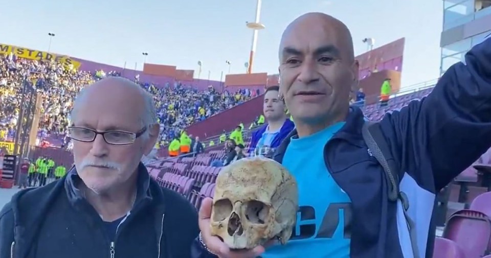 A fan of Racing brought his grandfathers skull to a cup final on Saturday