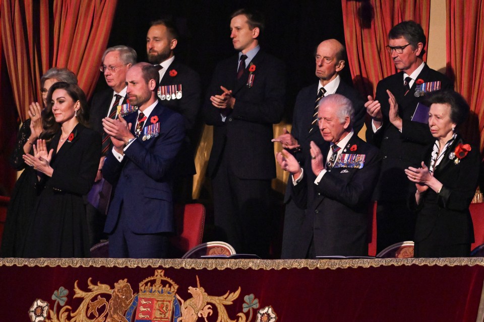 Kate, Wills, Charles and Anne could all be seen next to each other at the Remembrance event