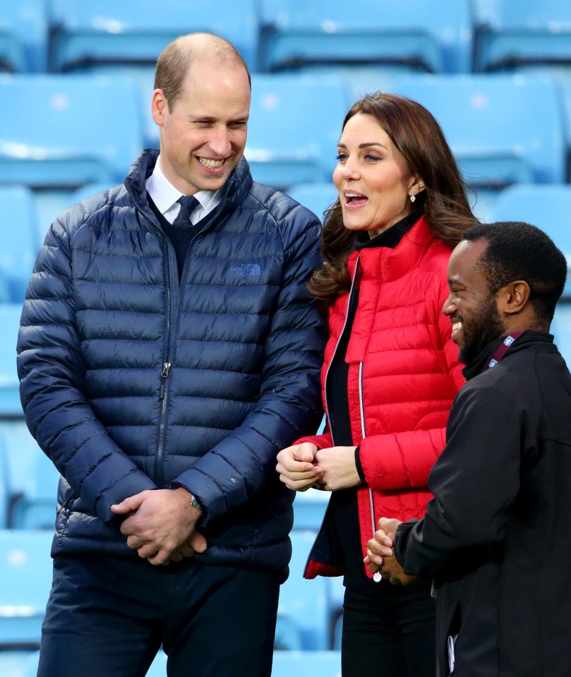 William and Kate had matching puffer jackets at Aston Villa Football Club