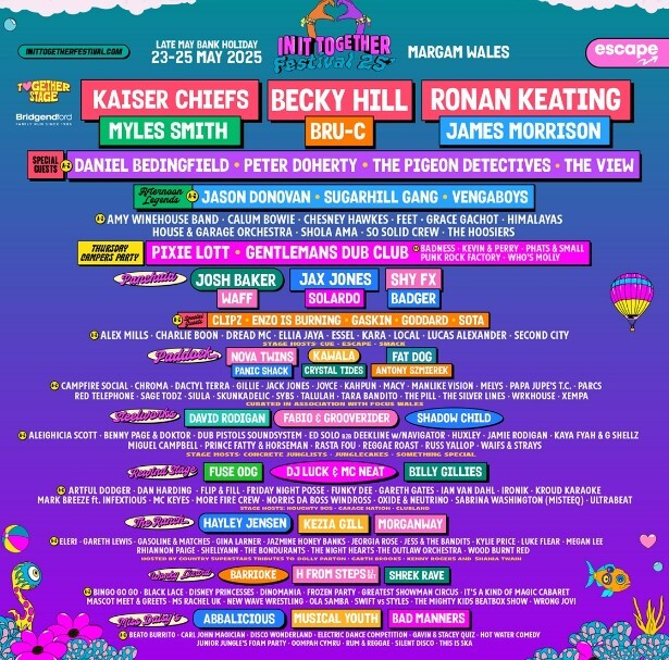 a poster for the in it together festival shows the lineup