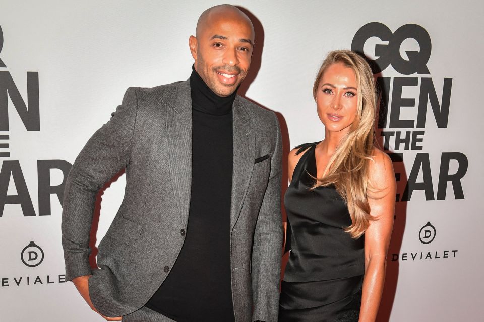 Thierry Henry attends the GQ Men of the Year awards with his partner Andrea Rajacic