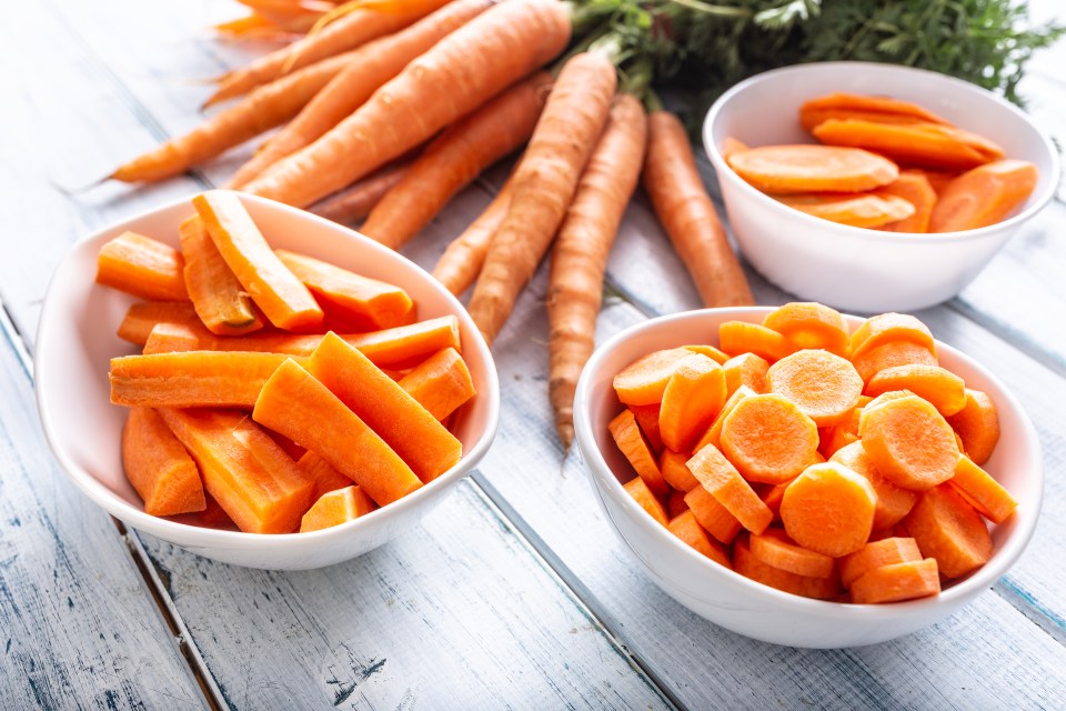 You should store peeled carrots in cold water to keep them fresh before cooking (stock image)