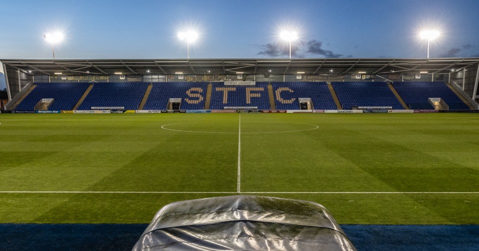 Shrewsbury Town's stadium was vandalised after playing host to TNS's Europa League Conference clash