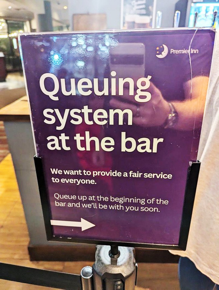 This sign appeared at the Premier Inn Gatwick airport, sparking fury with punters