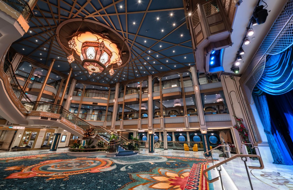 The cruise ship's stunning decor