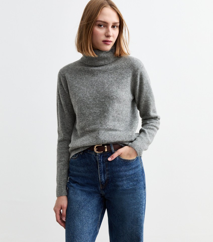 Grey Knit Roll Neck Jumper

£23.99