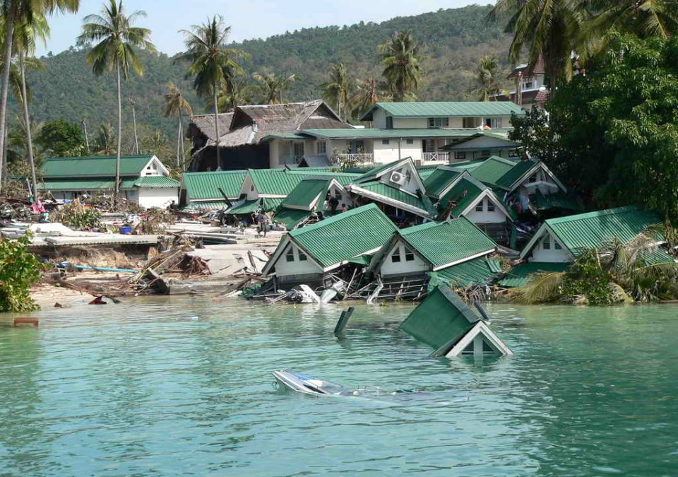 Holiday houses on the Thai island of Phi Phi were destroyed by the tsunami