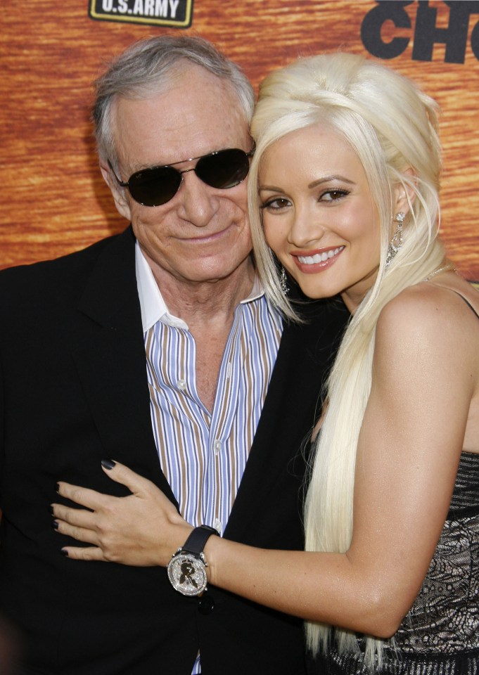 Holly pictured with Hugh Hefner in 2008 just before she left the Playboy mansion