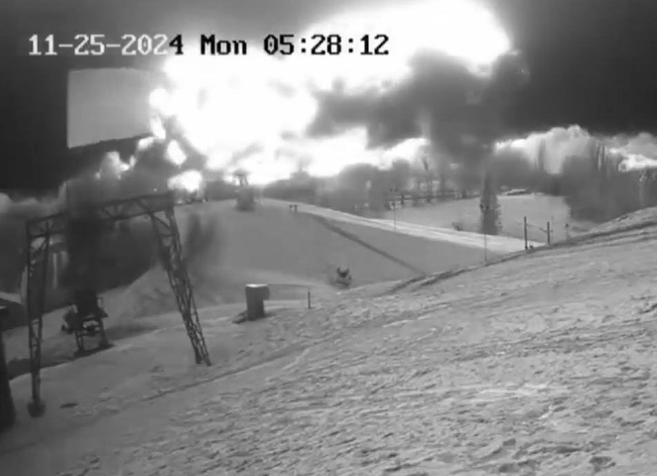 The moment the plane erupts into a fireball in Lithuania