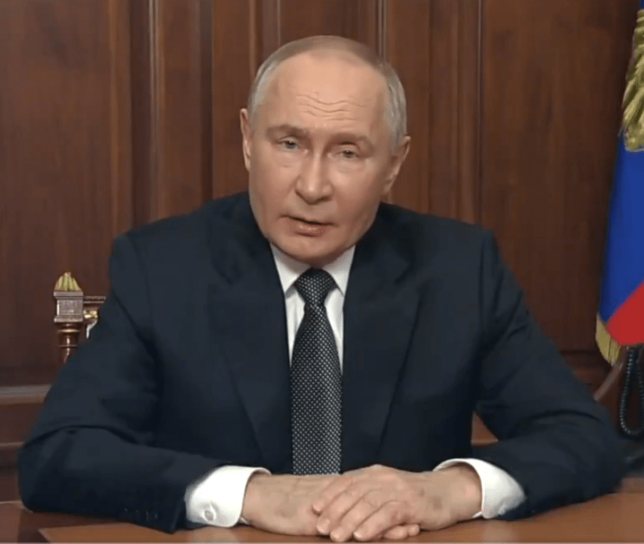 Putin dropped his most direct threat yet against the West while giving a televised address today