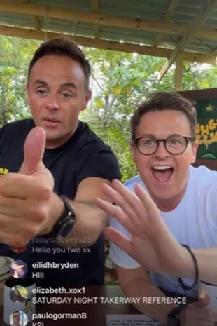 Ant and Dec were all smiles when they saw Davina pop up on their Instagram Live chat