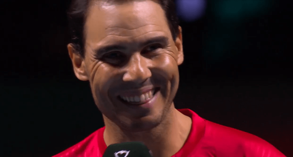 The 22-time Grand Slam champ could not hide his smile as the crowd chanted his name