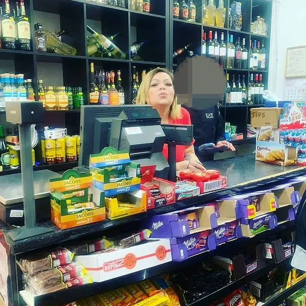 Nikolova seen behind the counter of a corner shop in Wood Green