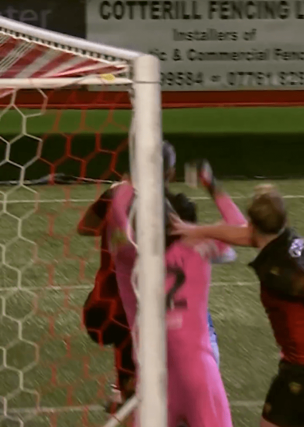 There were complaints from the Terriers of a foul on the goalkeeper